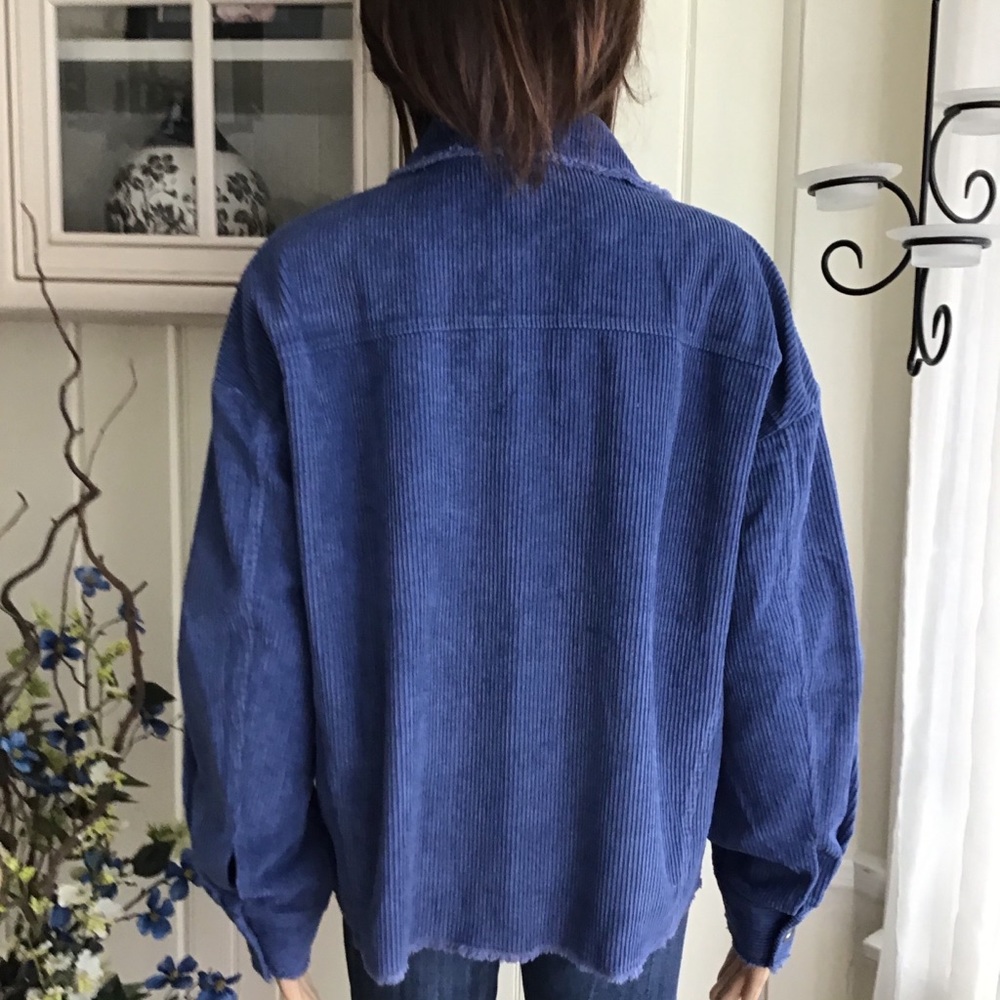 OVERSIZED BOYFRIEND CORDUROY JACKET BLUE - Picture 2 of 9